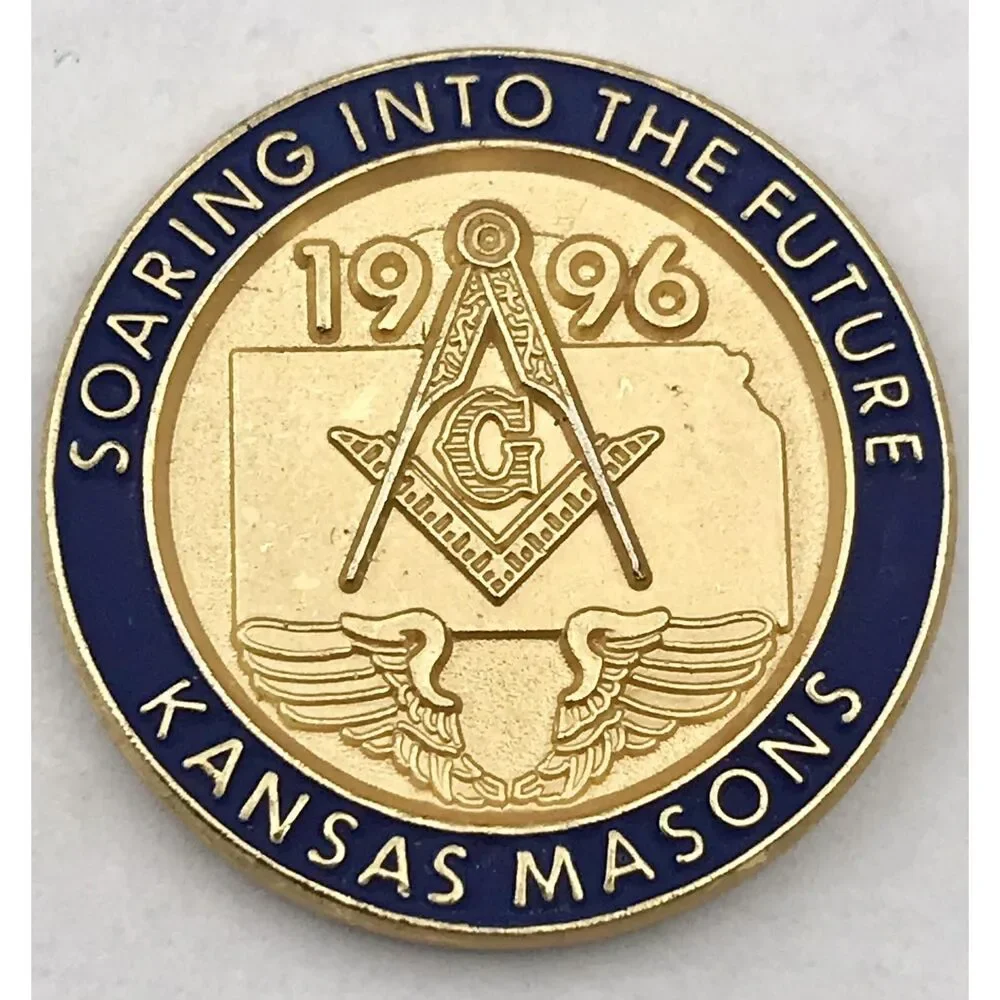 Kansas Masons Masonic Pin 1996 Vintage Kansas State Outline Collectible
